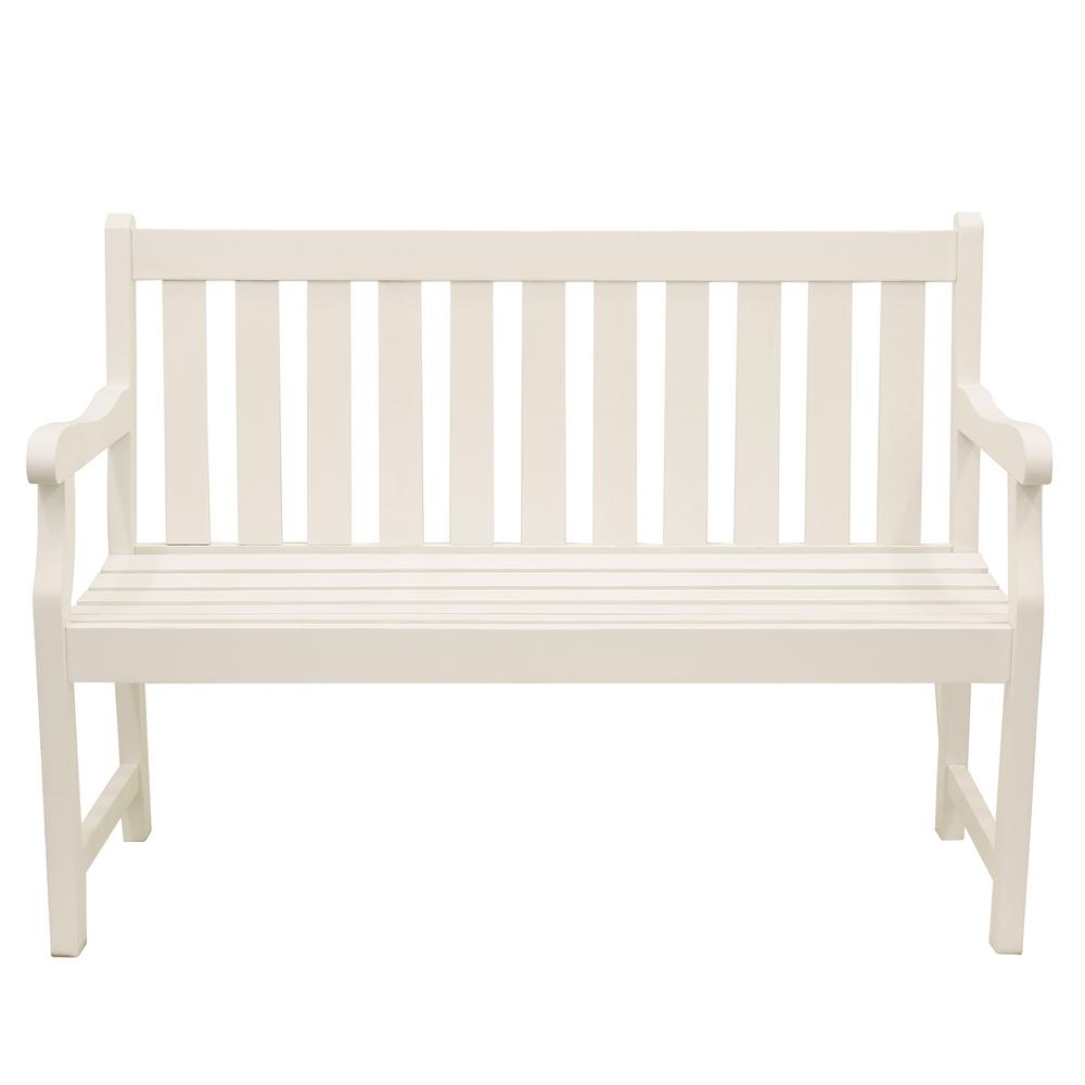 Decor Therapy Henley 48 in. 2-Seat White Wood Outdoor ...