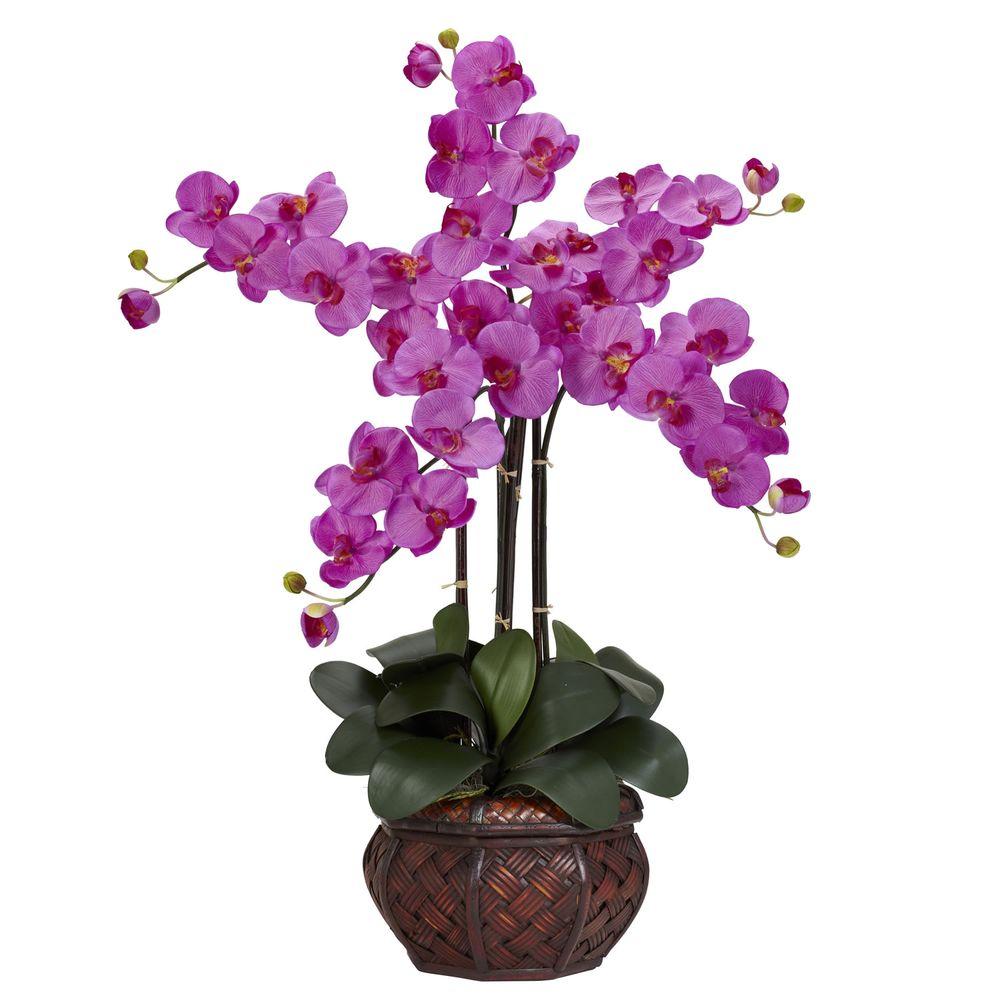 31 In H Orchid Phalaenopsis With Decorative Vase Silk Flower