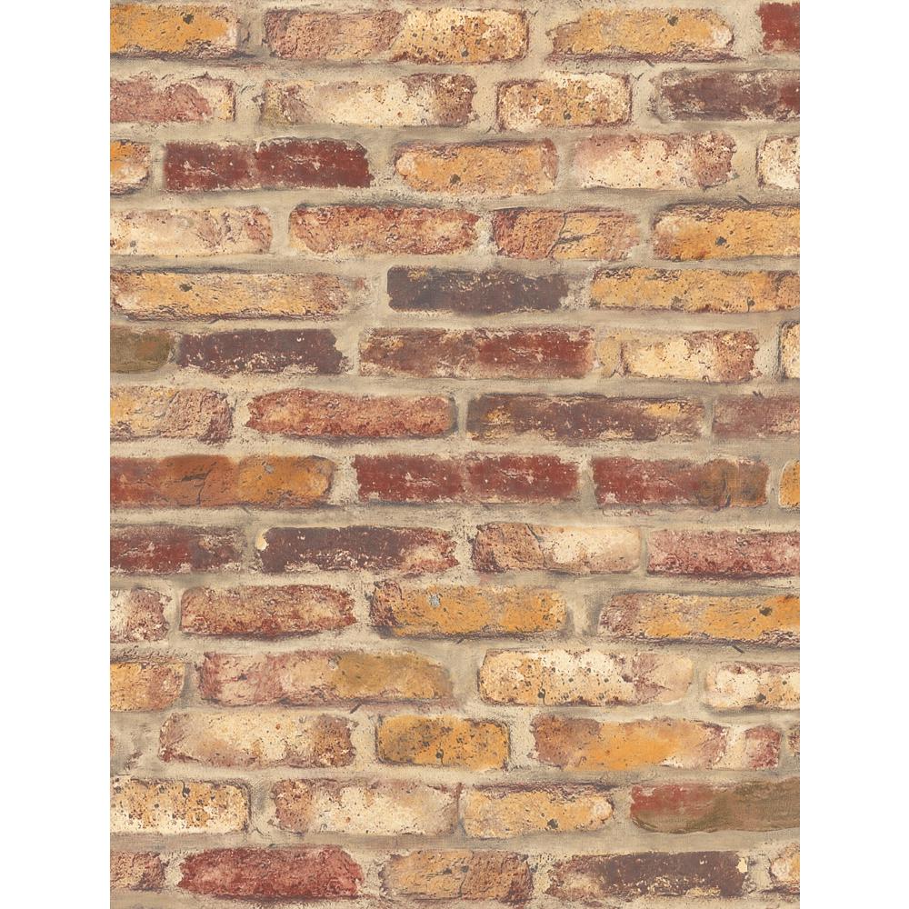 NextWall Red Faux Rustic Brick Peel and Stick Wallpaper ...