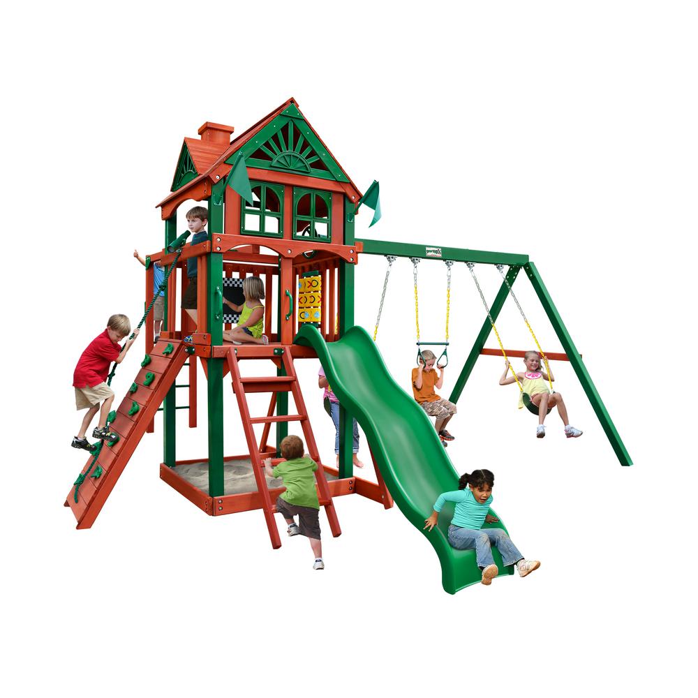 Gorilla Playsets Chateau Tower Treehouse with Fort AddOn and Amber
