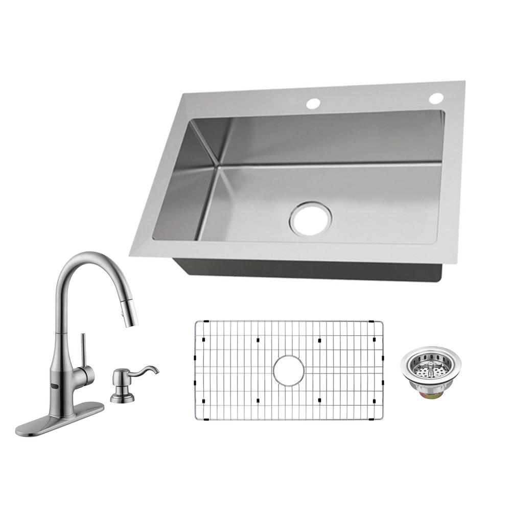 Glacier Bay All In One Dual Mount 18 Gauge Stainless Steel 33 In
