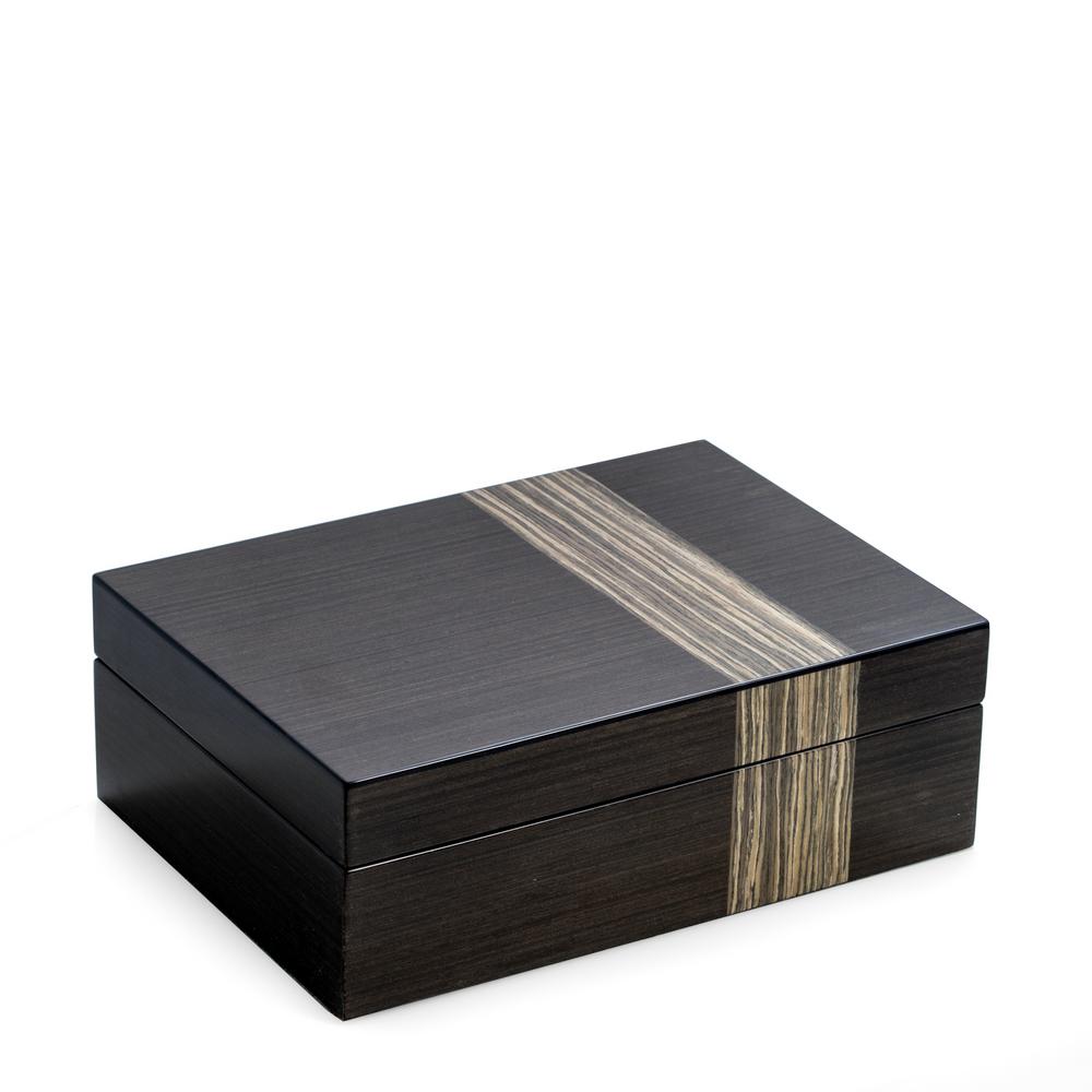 Bey Berk Lacquered Ash Wood Valet Box With Multi Compartments