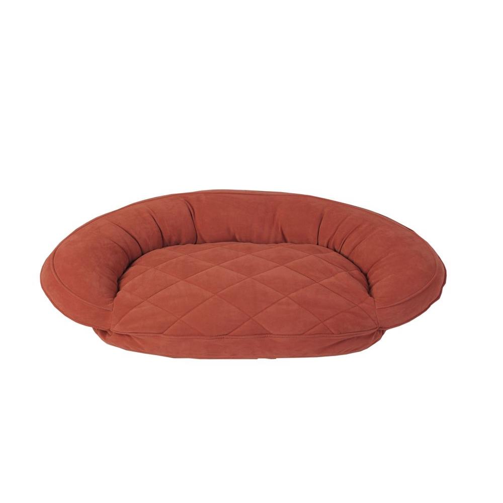 Carolina Pet Company Medium Earth Red Microfiber Quilted Bolster Bed