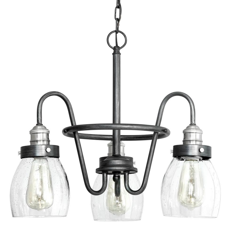 Progress Lighting Crofton 3 Light Rustic Pewter Chandelier With