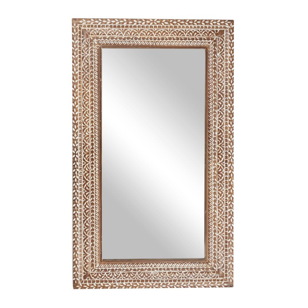 Litton Lane Extra Large Rectangular Brown And White Carved Wood Wall Mirror 36 X 60 22333 The Home Depot - Brown Wall Mirror Litton Lane Extra Large Rectangular Brown And White Carved Wood Wall Mirror 36 X 60 22333 The Home Depot - Brown Wall Mirror