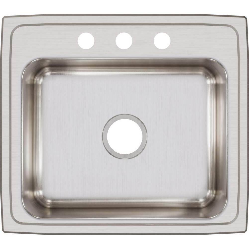 Elkay Lustertone Drop In Stainless Steel 22 In 3 Hole Single Bowl Kitchen Sink Lr22193 The Home Depot