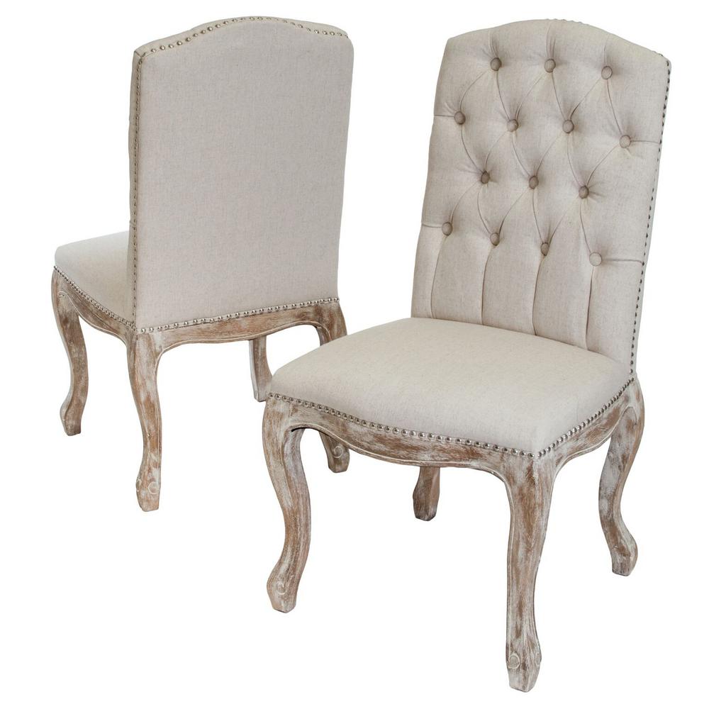 Le House Wembley Beige Fabric And Weathered Hardwood Dining Le House Wembley Beige Fabric And Weathered Hardwood Dining Chairs Set Of 2
