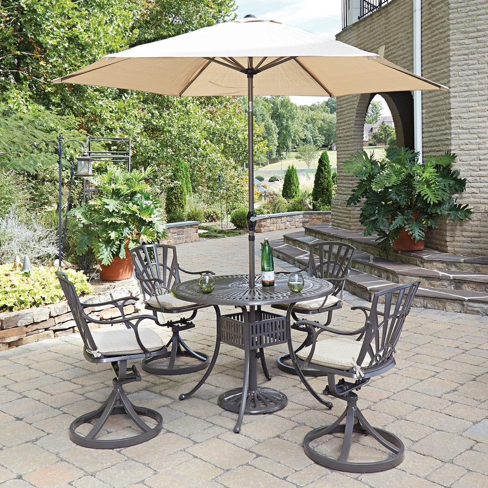 Home Styles Largo 5-Piece Patio Dining Set with Umbrella and Cushions