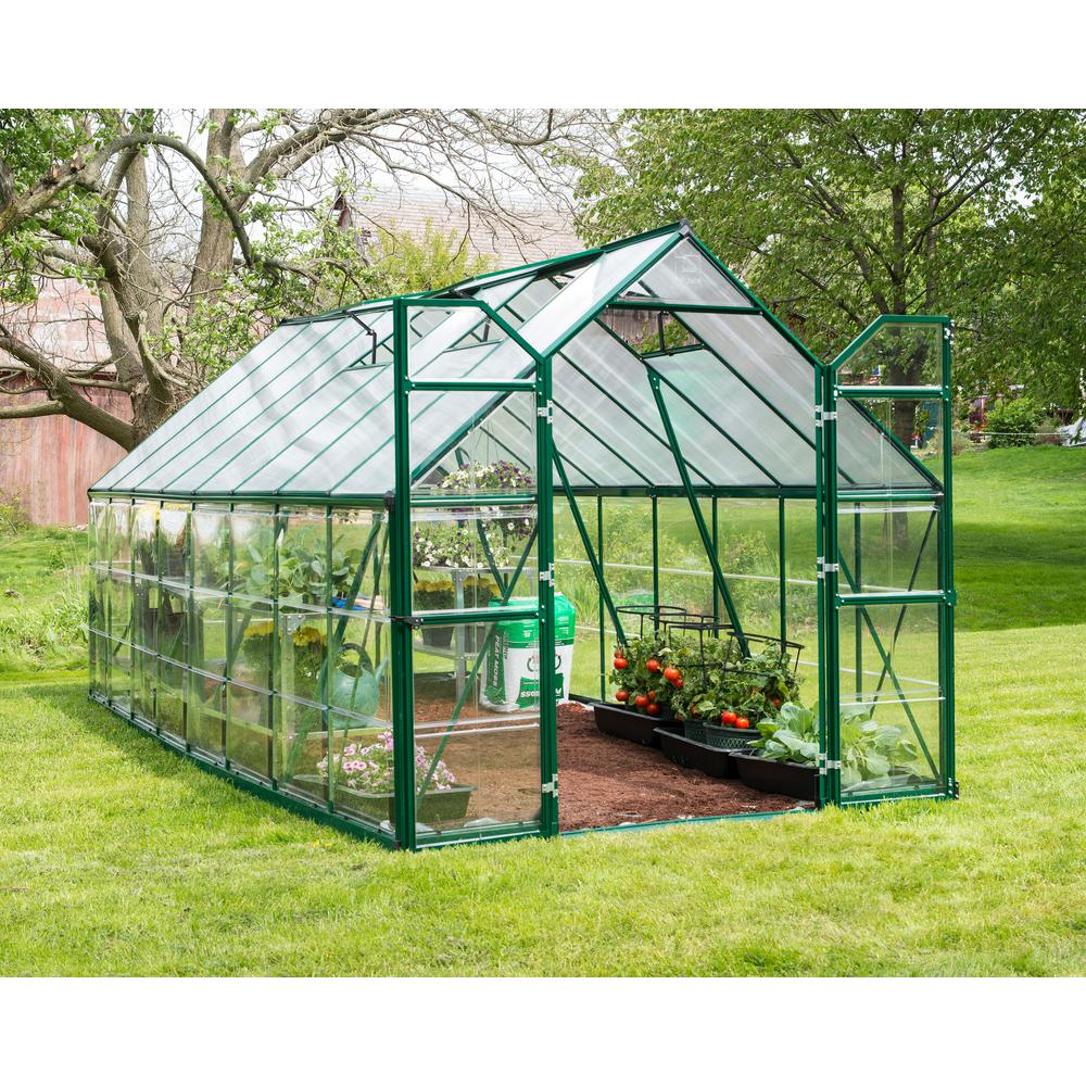 Palram Balance 8 Ft X 16 Ft Green Polycarbonate Greenhouse The Home Depot