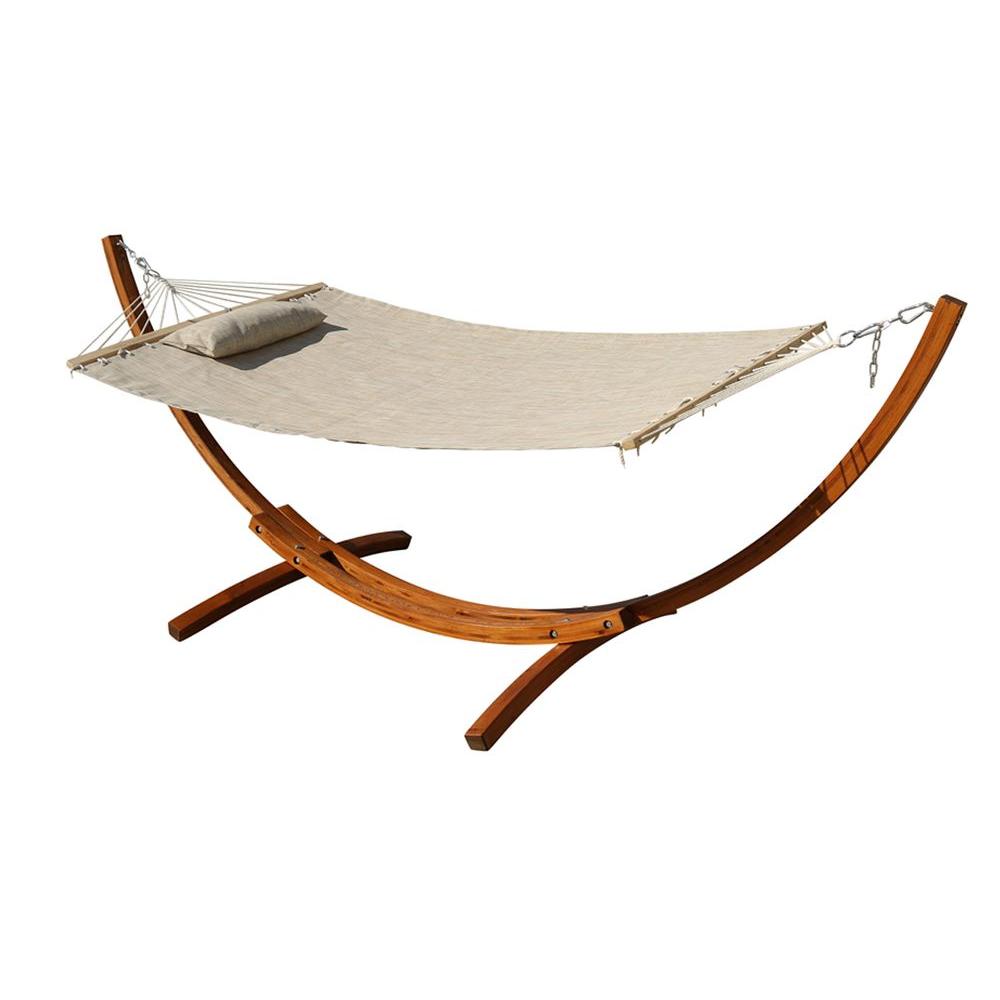 Leisure Season 10-1/2 ft. Woven Mesh Arc Hammock with Stand in Beige by Leisure Season