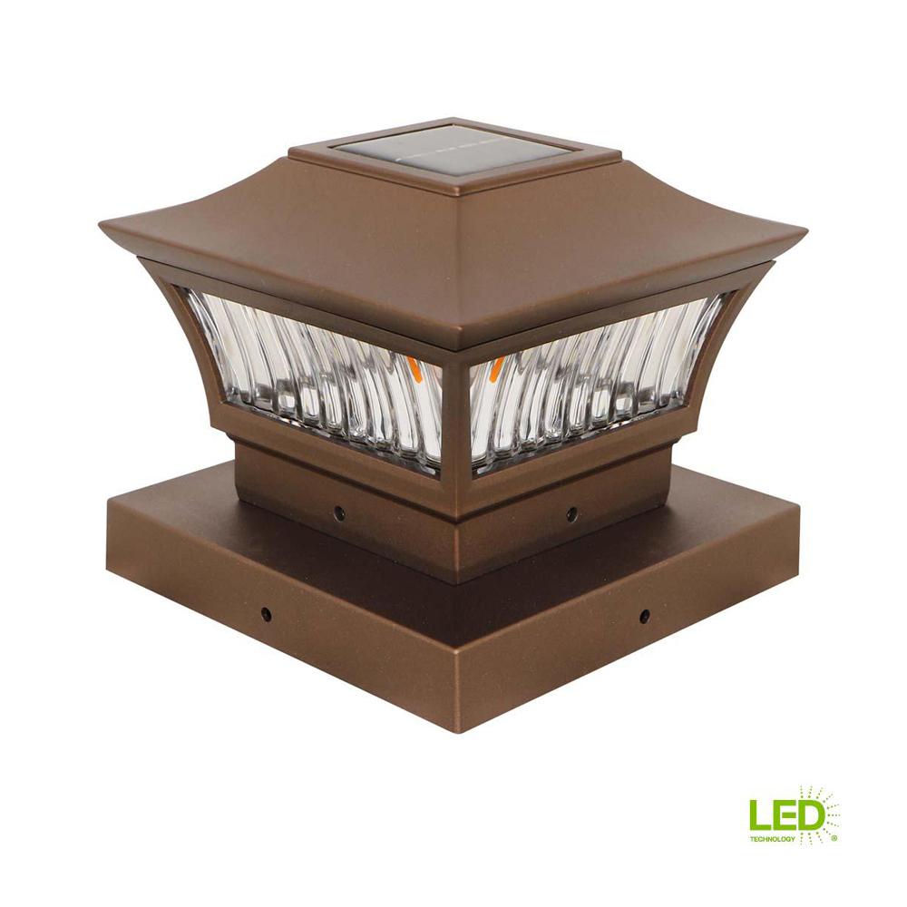 Post And Lamp Sets Integrated Led Lighting The Home Depot 6 In X Outdoor Golden Bronze Solar Integrated Led Post Light