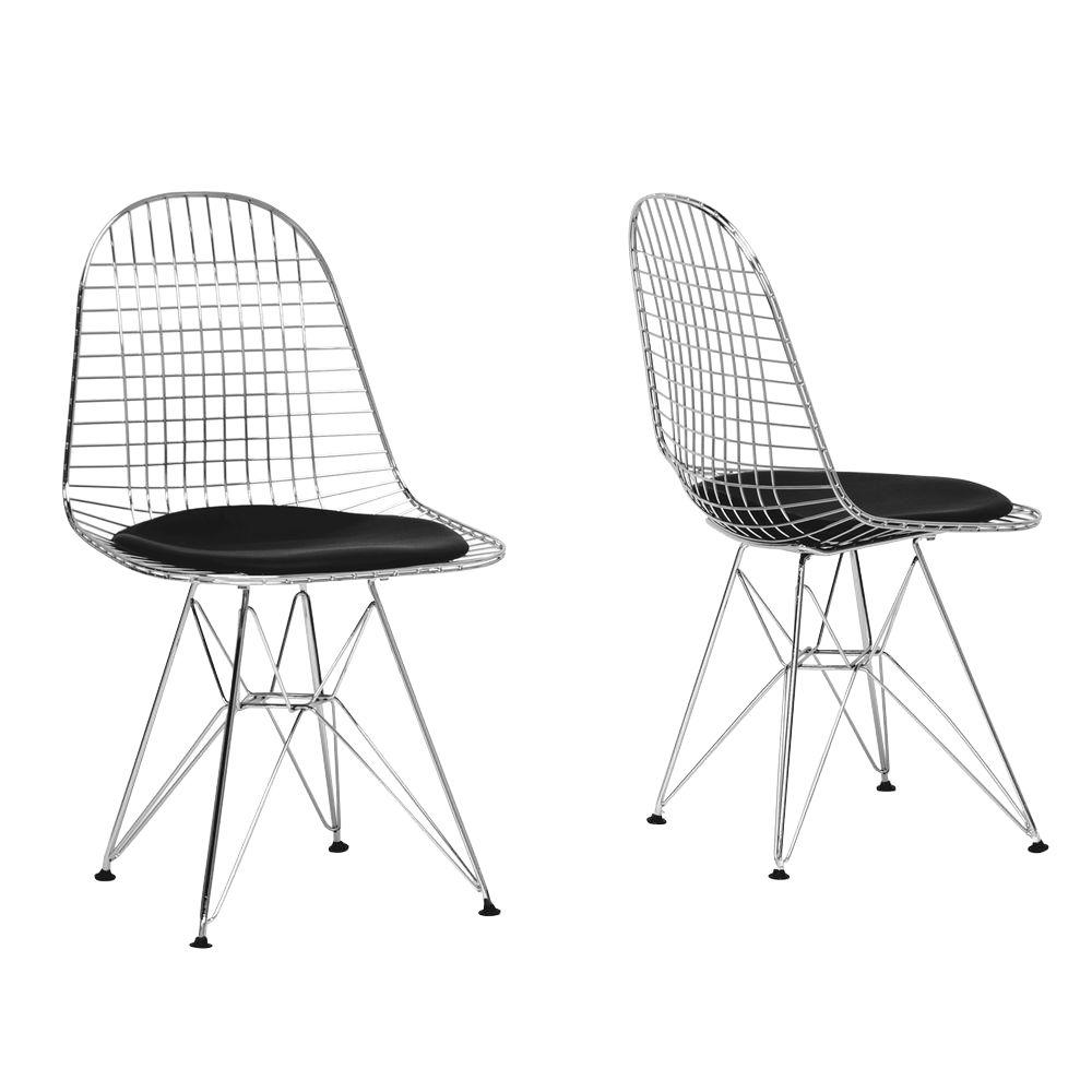 Baxton Studio Avery Chrome Steel Wire Dining Chairs Set Of 2 2pc Baxton Studio Avery Chrome Steel Wire Dining Chairs Set Of 2