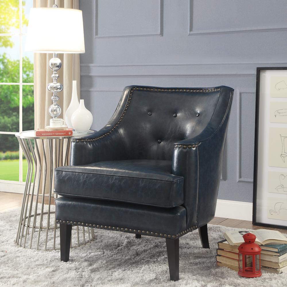 Homepop Global Damask Suri Blue Classic Swoop Accent Chair-K6499-A750