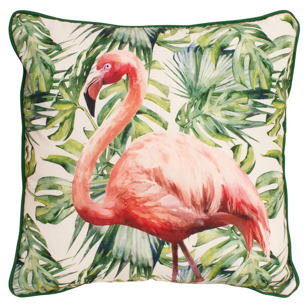 Boho Living Flamingo Paradise Green And Pink Floral Down 18 In X