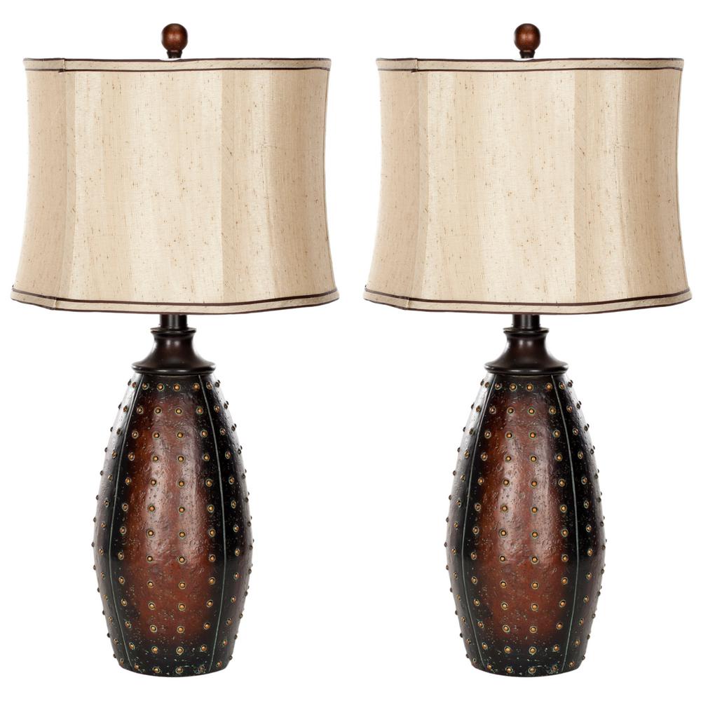 Safavieh Santa Fe 28 5 In Brown Faux Leather Table Lamp Set Of 2 Brown Faux Leather Table Lamp Set Of 2