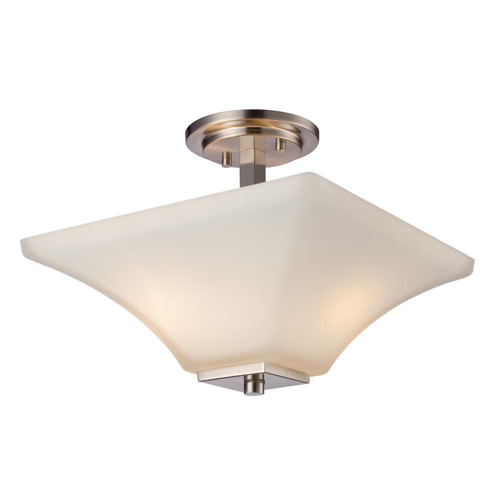 Semi Flushmount Lights Lighting The Home Depot Cameo 2 Light Brushed Nickel Semi Flushmount