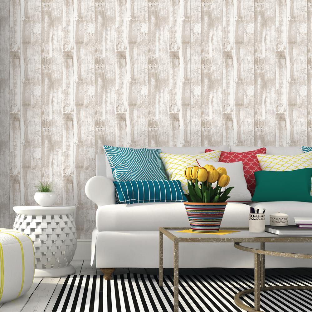 L Stick Rel Wallpaper Home Decor The Depot Brown Reclaimed Wood Rel Removable Wallpaper