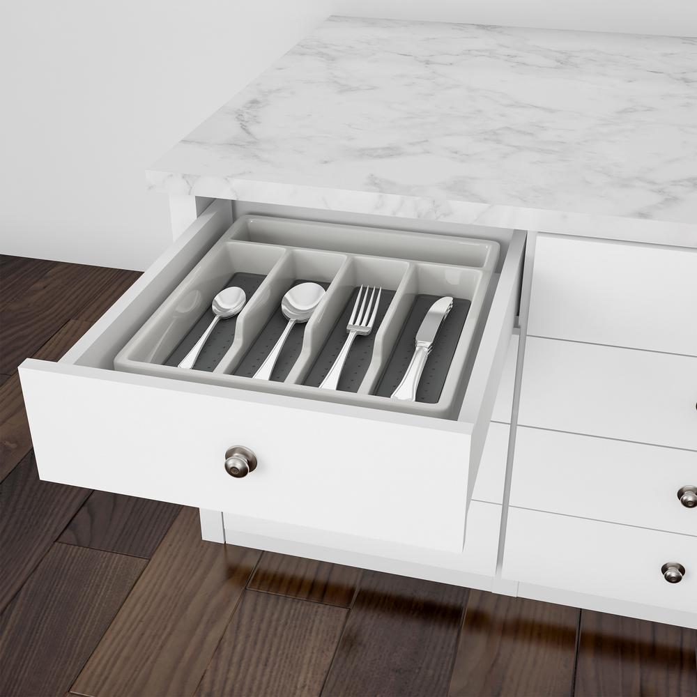 Lavish Home Silverware White 5 Compartment Drawer Organizer