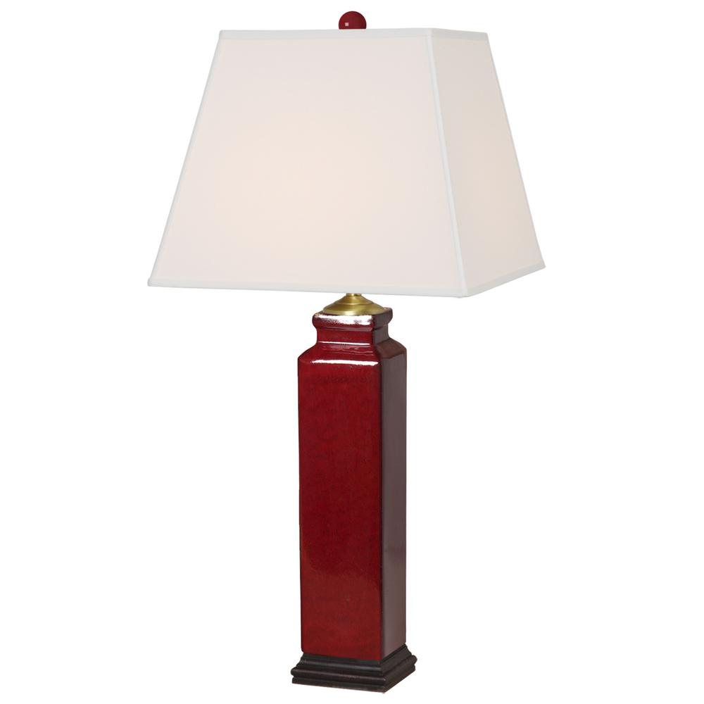 Emissary 30 In Red Square Ceramic Vase Table Lamp