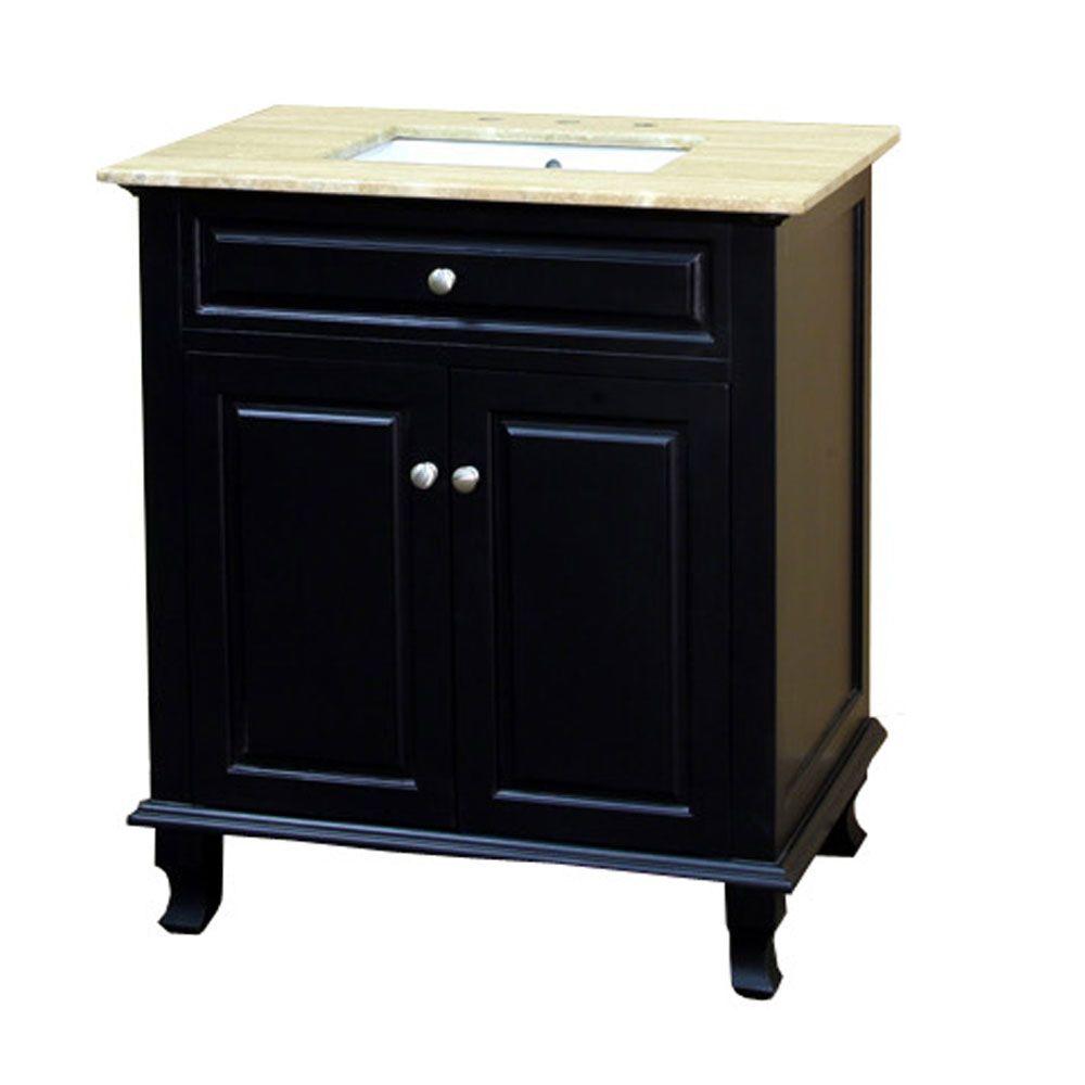 Domani Sicily 301/2 in. Vanity Combo in Ebony with Natural Stone