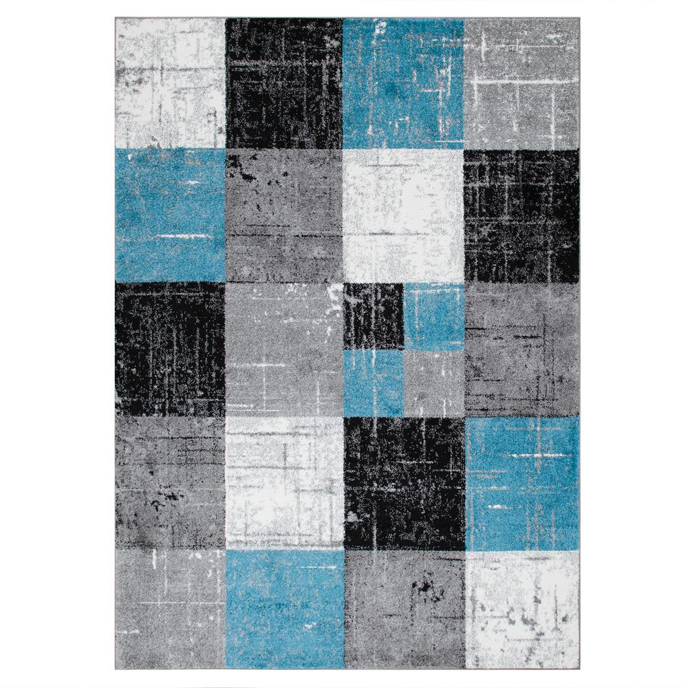 City Collection Blue Squares 5 ft. x 7 ft. Indoor Area RugCIT31265X7