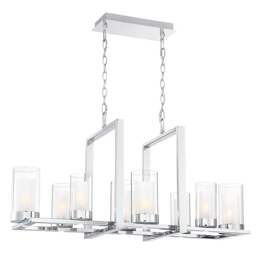 Samantha 60 Watt 8 Light Led Chrome Chandelier With Clear And Frosted Shades