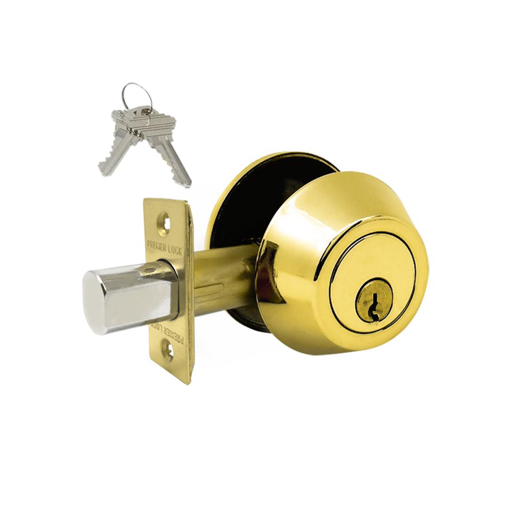 Grip Tight Tools Brass Grade 3 Single Cylinder Deadbolt Door Lock
