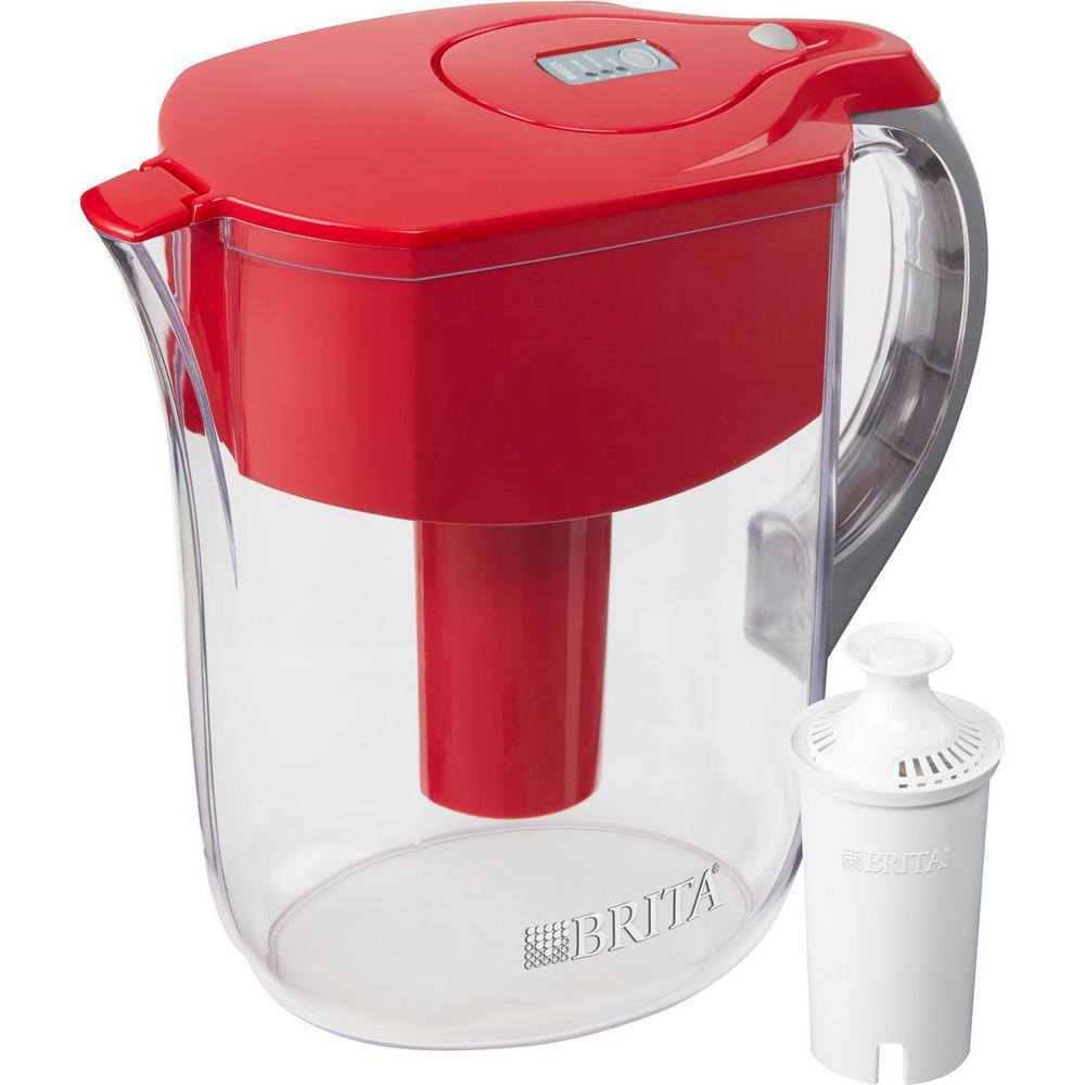 Brita 10-Cup Filtered Water Pitcher in Red-6025835658 - The Home Depot