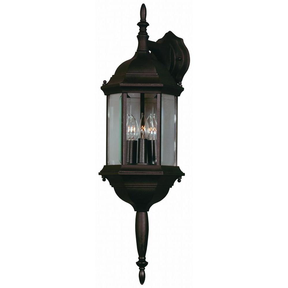 Classic Hardware Included Kenroy Home Outdoor Wall Mounted Custom Fit 3 Light Black Adjule Height Wall Lantern