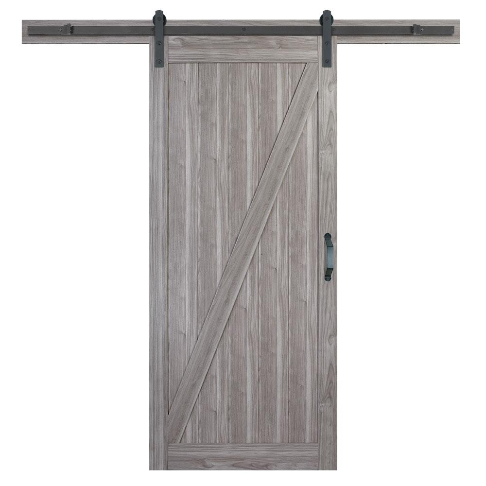 Masonite 36 in. x 84 in. Z-Bar Ash Gray Finished Composite Interior Sliding Barn Door Slab with Hardware Kit hardware not included 