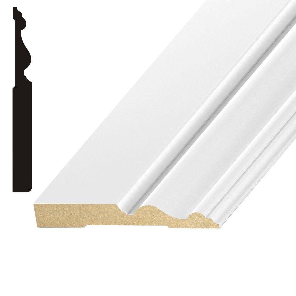 Alexandria Moulding 5/8 in. x 5-1/4 in. x 96 in. Primed MDF Base ...