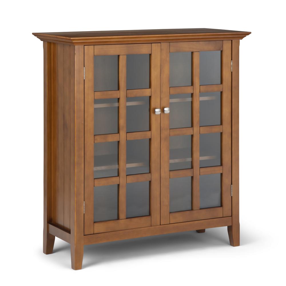 Simpli Home 39 in. Acadian Honey Brown Solid Wood Wide Medium Storage Cabinet-AXREG007-HB - The ...