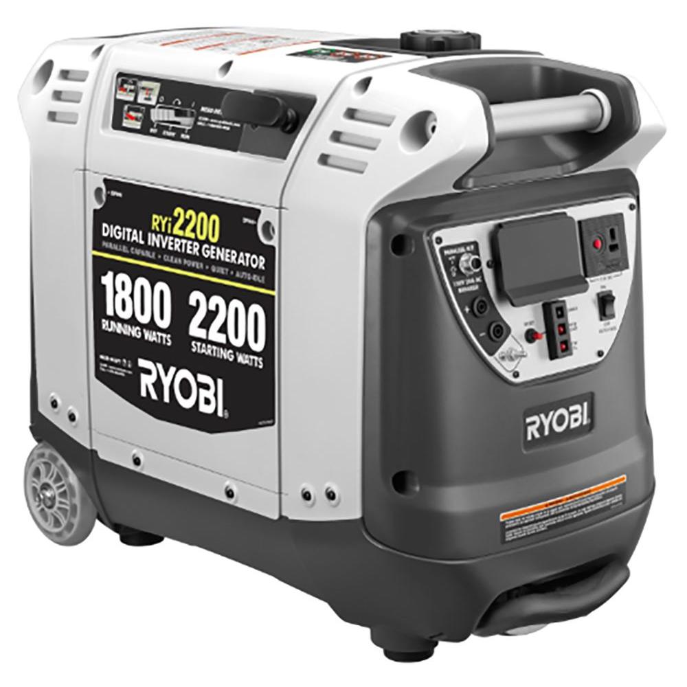 Ryobi 2,200Watt Gray Gasoline Powered Digital Inverter Generator