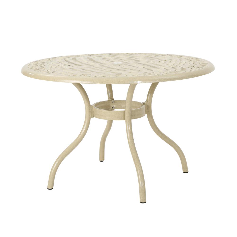 Noble House Phoenix Sand Round Cast Aluminum Outdoor Dining Table