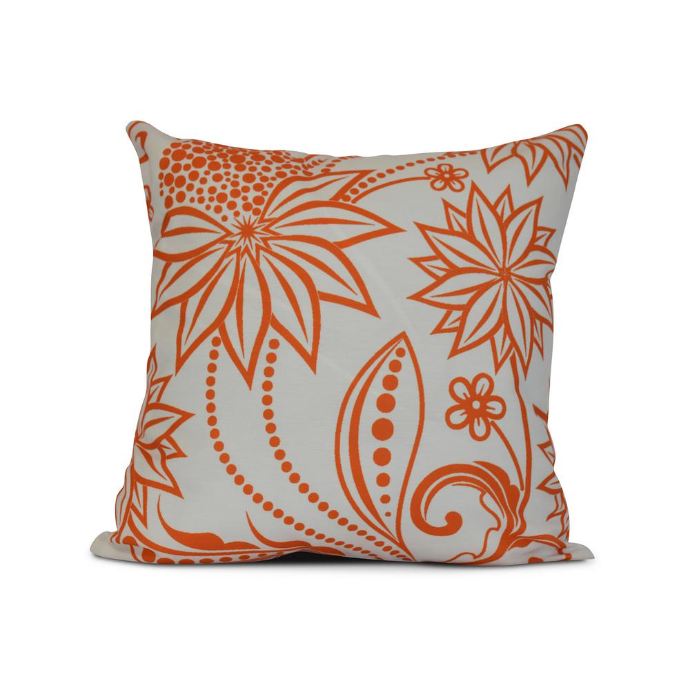 16 In Ella Fl Print Pillow Orange Pf839o1 The Home Depot Ella Fl Print Pillow In Orange