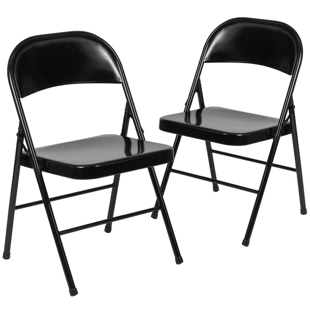 Carnegy Avenue Black Metal Folding Chair (2-Pack)-CGA-BD-275018-BL-HD