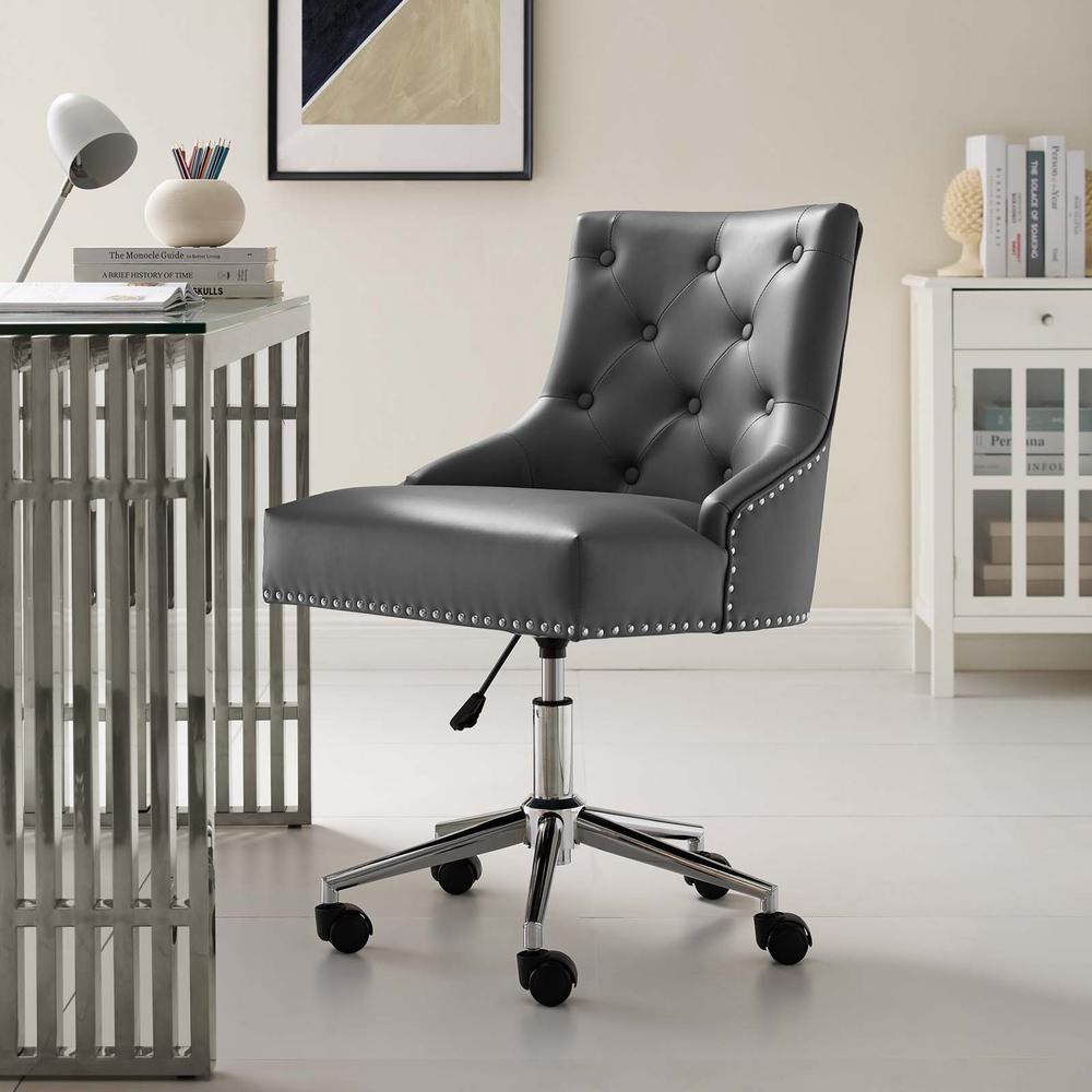 Modway Regent Gray Tufted On Swivel Faux Leather Office Chair Eei 3608 Gry The Home Depot Modway Regent Gray Tufted On Swivel