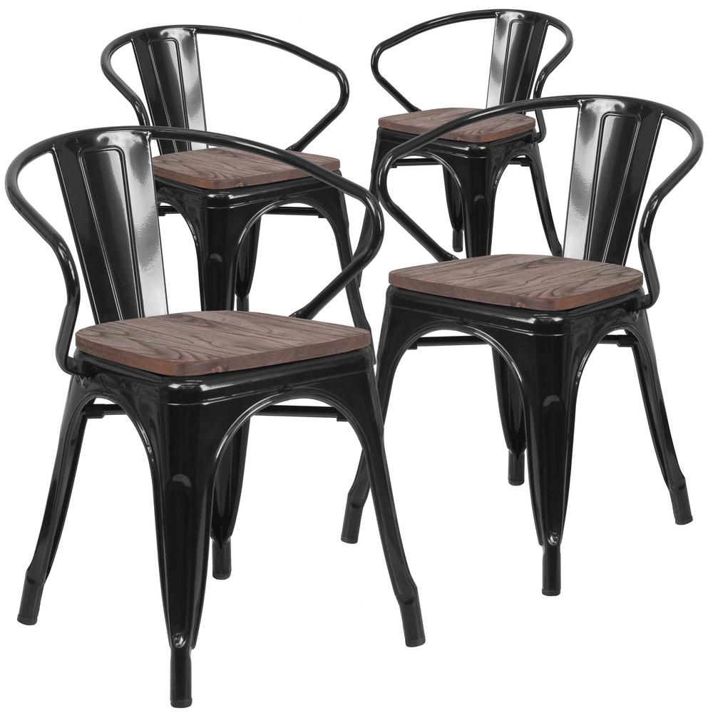 Black Restaurant Chairs Set Of 4