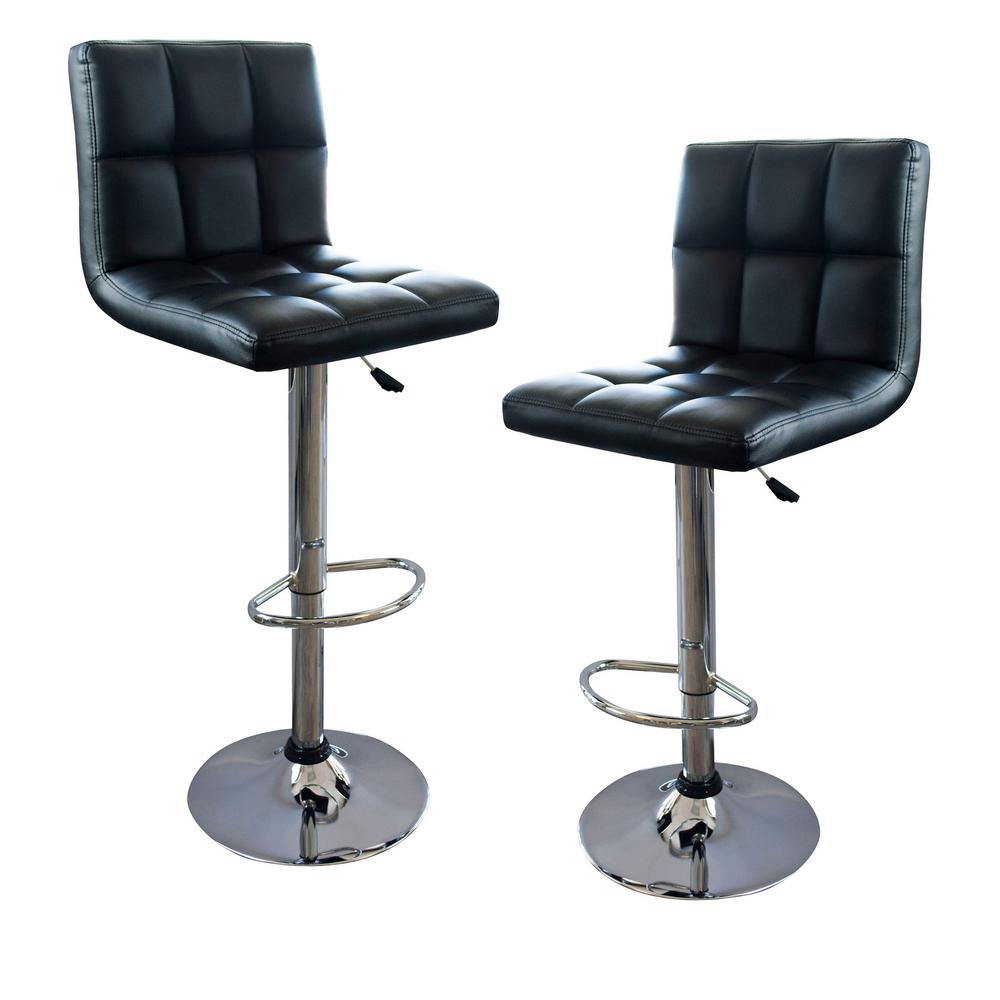 AmeriHome Adjustable Height Black Swivel Cushioned Bar Stool 800975