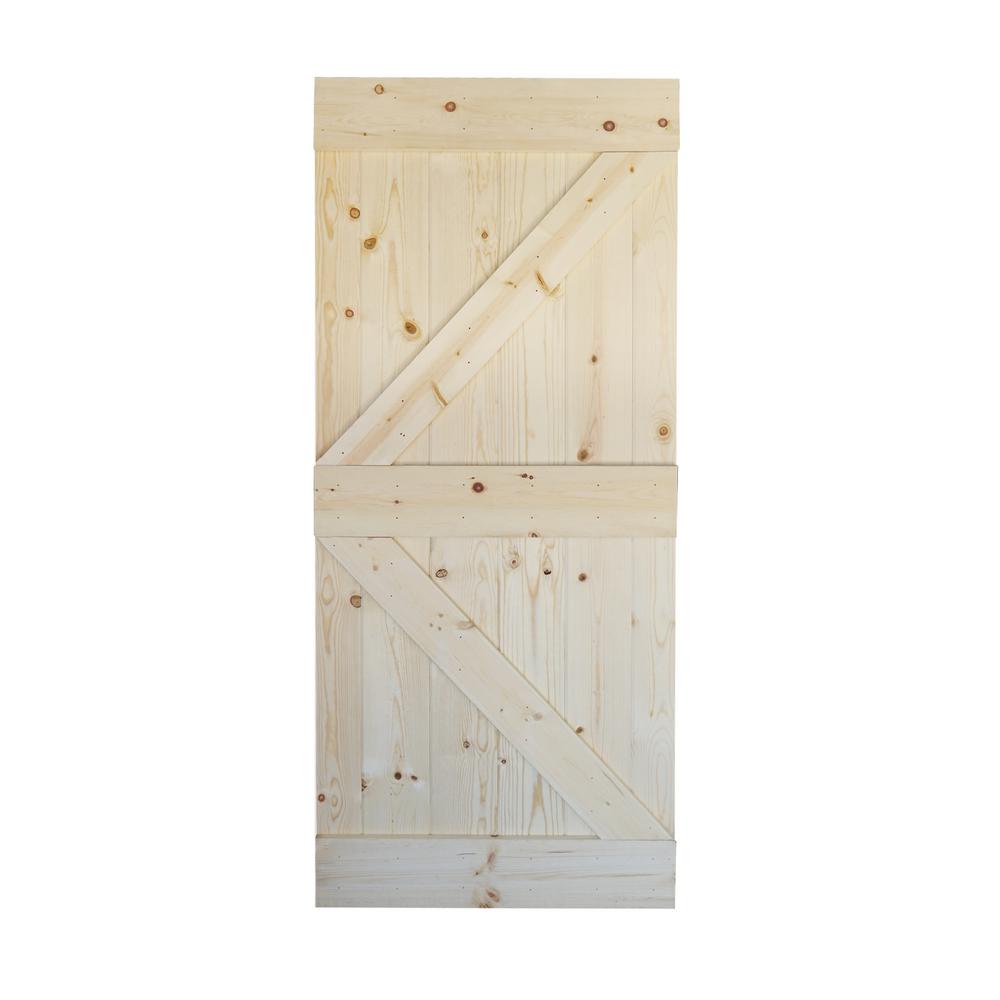 Wellhome 36 In X 84 In K Series Diy Unfinished Knotty Pine Wood Interior Barn Door