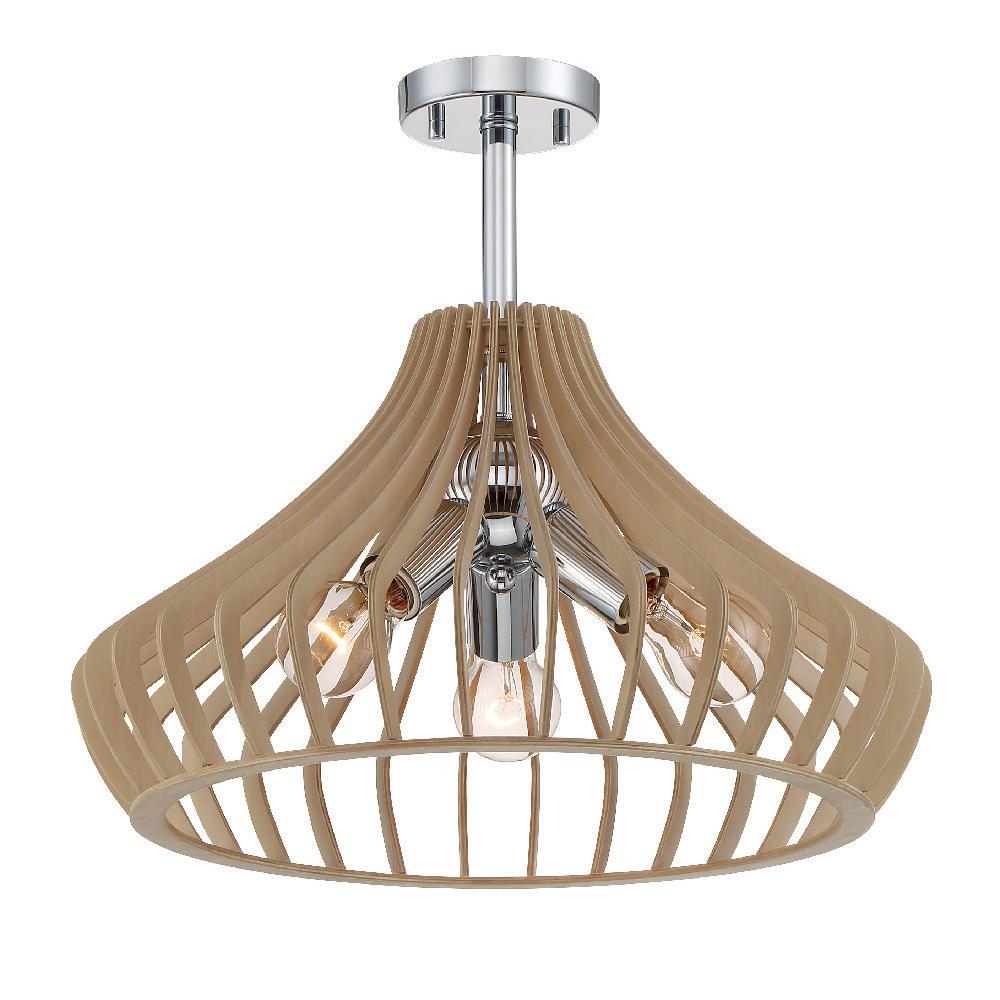 Coastal Brown Flush Mount Lights Lighting The Home Depot Sanaa 3 Light Kula Wood Semi Flush Mount