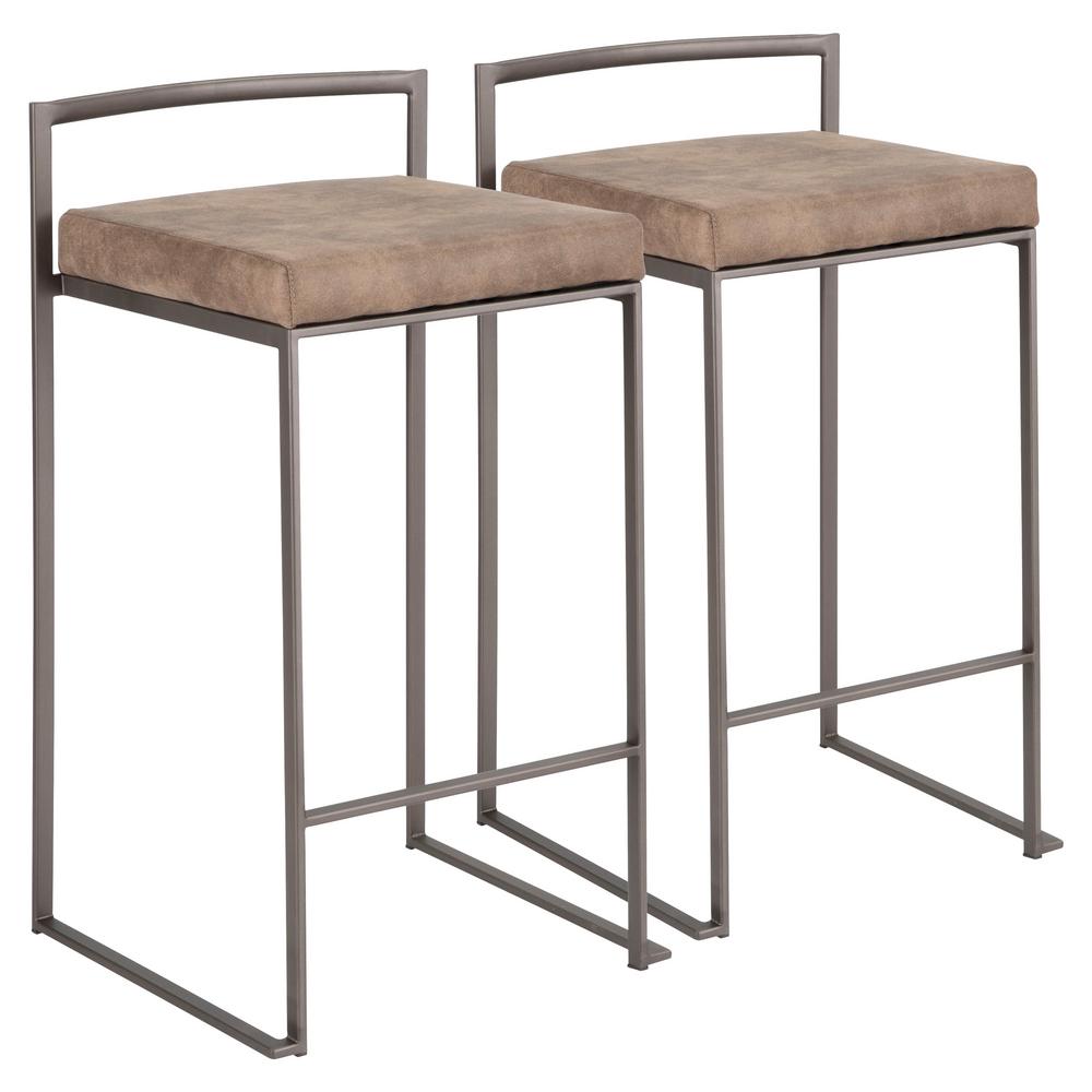 Lumisource Fuji 26 In Antique Stackable Counter Stool With Brown Lumisource Fuji 26 In Antique Stackable Counter Stool With Brown Cowboy Cushion Set Of