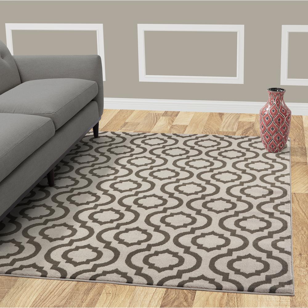 Diagona Designs Jasmin Collection Grey and Charcoal Grey 5 ft. 3 in. x 7 ft. 3 in. Moroccan