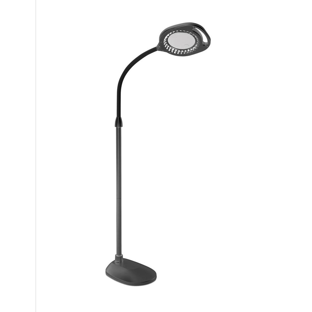 OttLite 39.5 in. LED 2 in 1 Magnifier Black Floor and Table Light