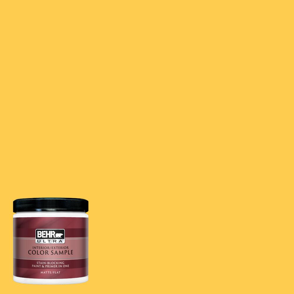 Behr Ultra 8 Oz 340b 6 Pineapple Soda Matte Interior Exterior Paint And Primer In One Sample