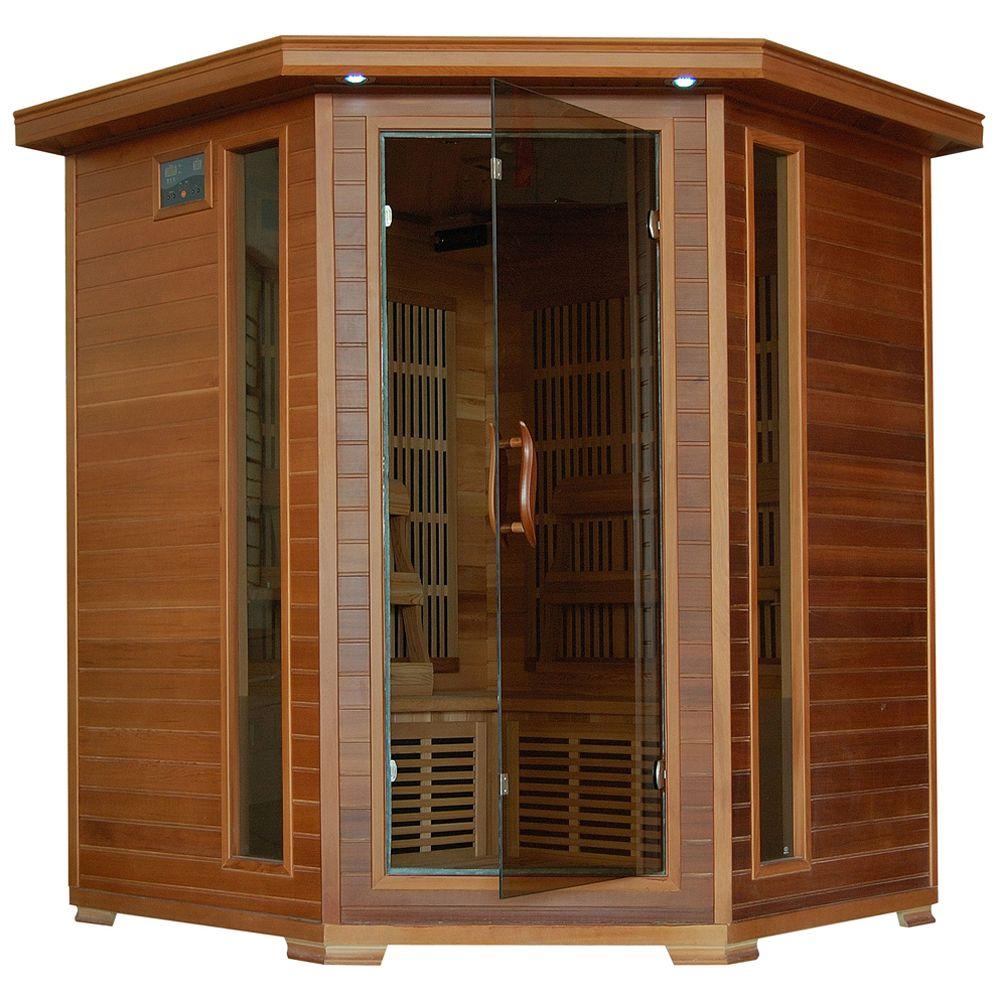 Radiant Sauna 4-Person Cedar Corner Infrared Sauna with 10 Carbon ...