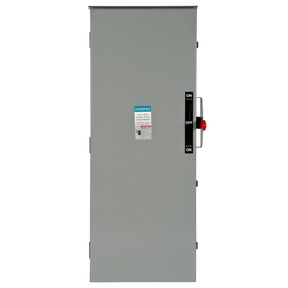 Siemens Double Throw 200 Amp 240Volt 2Pole Outdoor Fusible Safety SwitchDTF224R The Home Depot