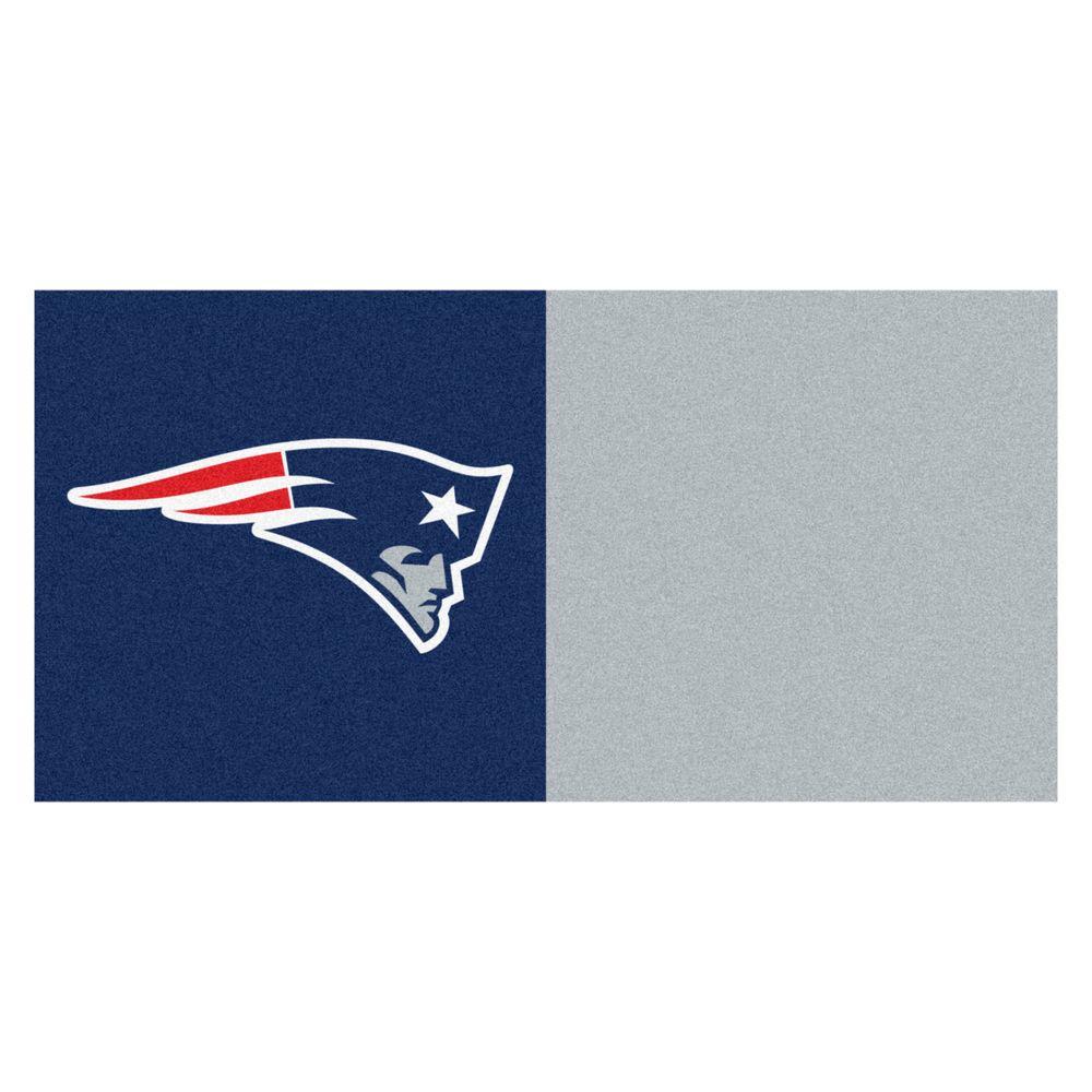 Fanmats Nfl New England Patriots Navy Blue And Grey Nylon 18 In X 18 In Carpet Tile 20 Tiles Case
