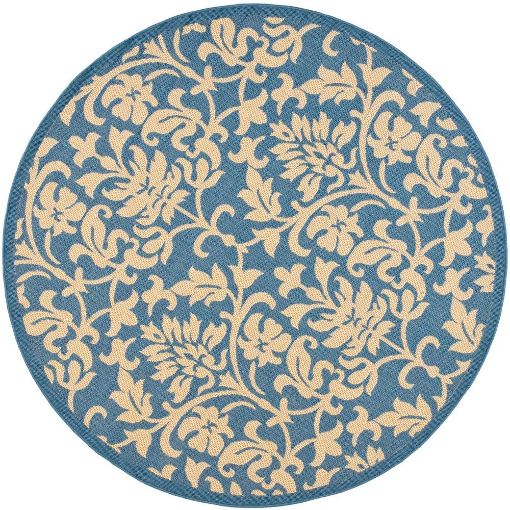 Safavieh Courtyard Blue/Natural 7 ft. x 7 ft. Indoor/Outdoor Round Area RugCY341631037R The