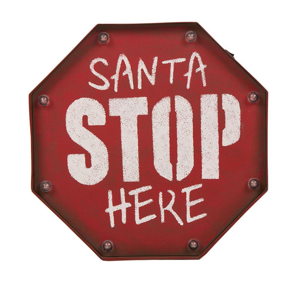 Glitzhome Marquee Santa Stop Sign 1107004145 The Home Depot